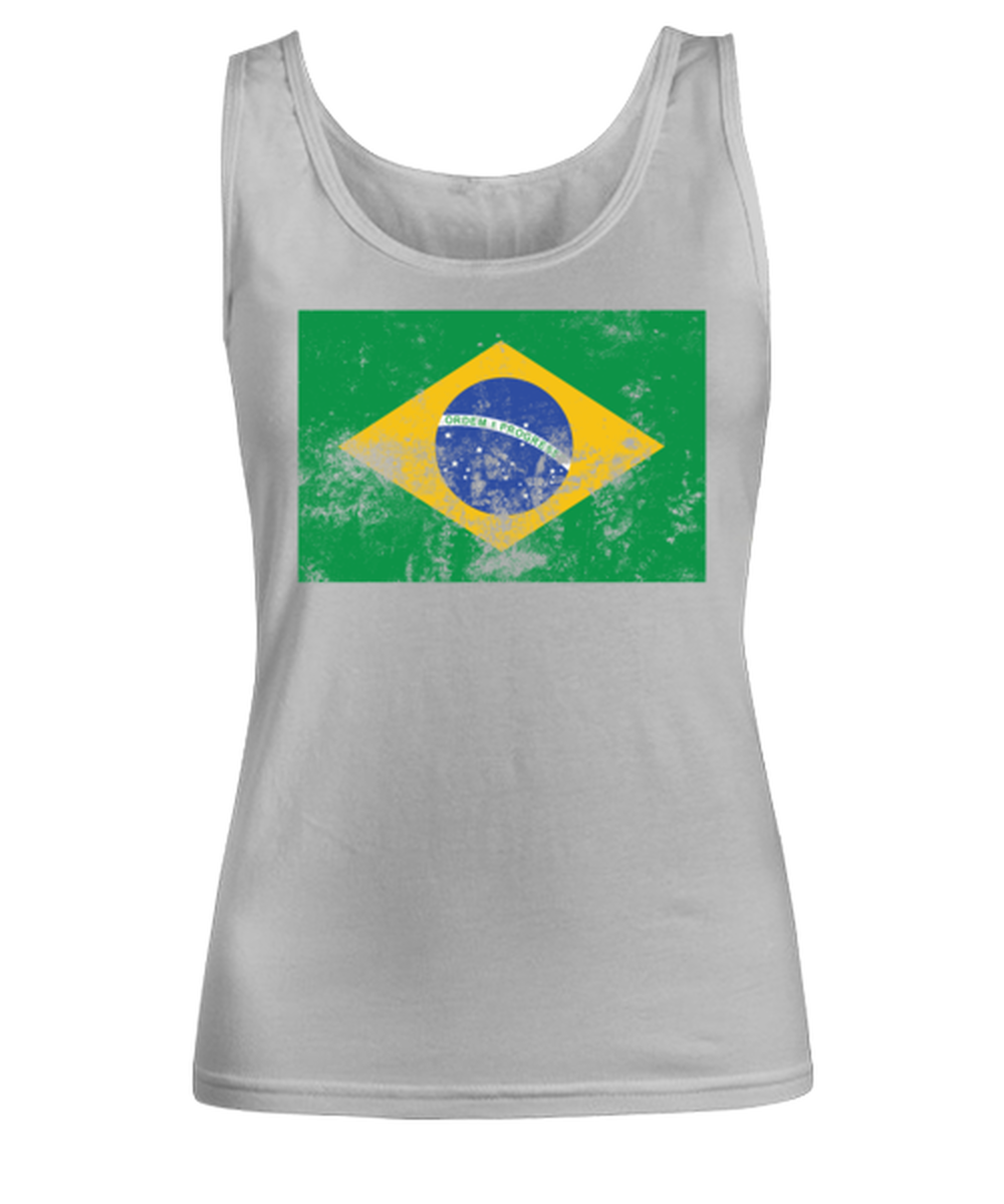 Retro Vintage Style Brazil Brazilian Flag Pride Womens Tank Top Shirt Unique Woman Tshirt