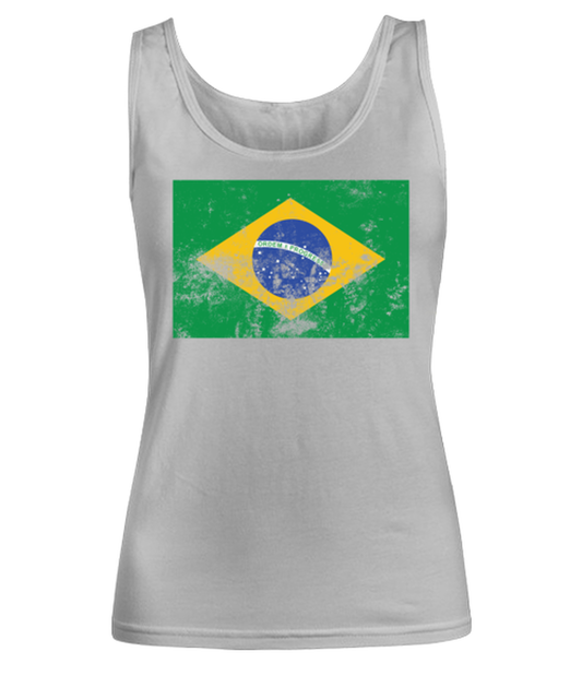 Retro Vintage Style Brazil Brazilian Flag Pride Womens Tank Top Shirt Unique Woman Tshirt