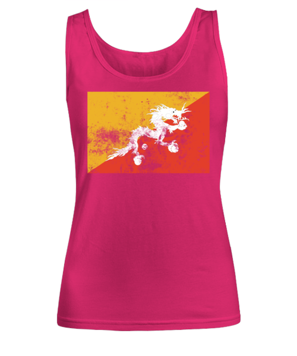 Retro Vintage Style Bhutan Bhutanese Flag Pride Womens Tank Top Shirt Unique Woman Tshirt