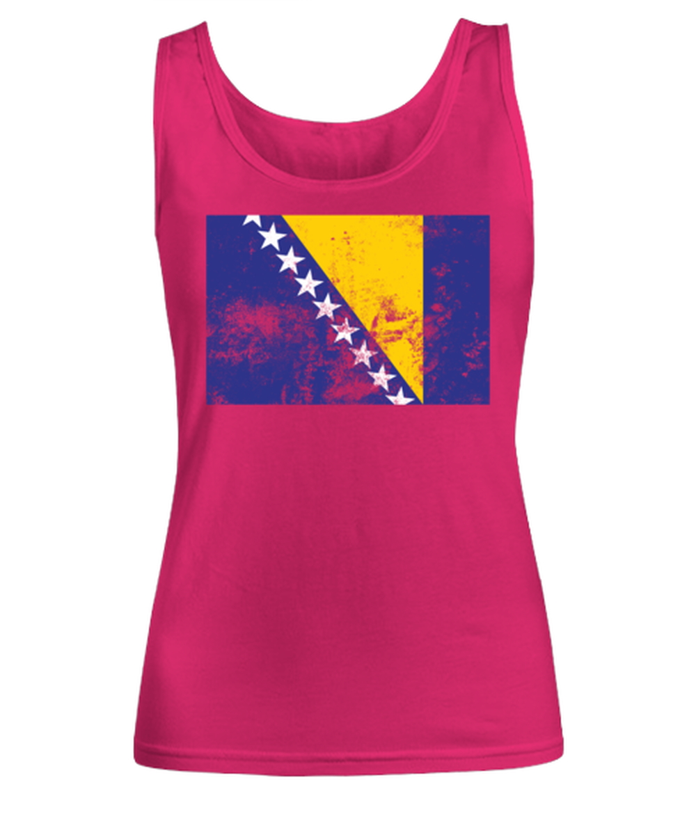 Retro Vintage Style Bosnia Bosnian Flag Pride Womens Tank Top Shirt Unique Woman Tshirt