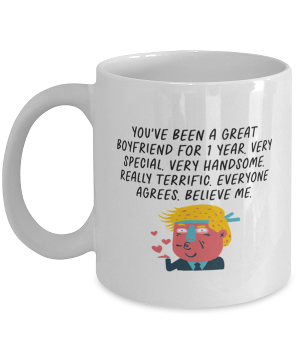 1st Anniversary 1 Year Dating Together Boyfriend Him Coffee Mug Unique Birthday Cup Men Women