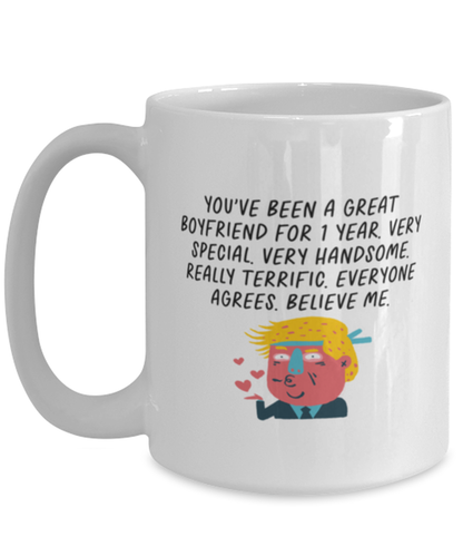 1st Anniversary 1 Year Dating Together Boyfriend Him Coffee Mug Unique Birthday Cup Men Women