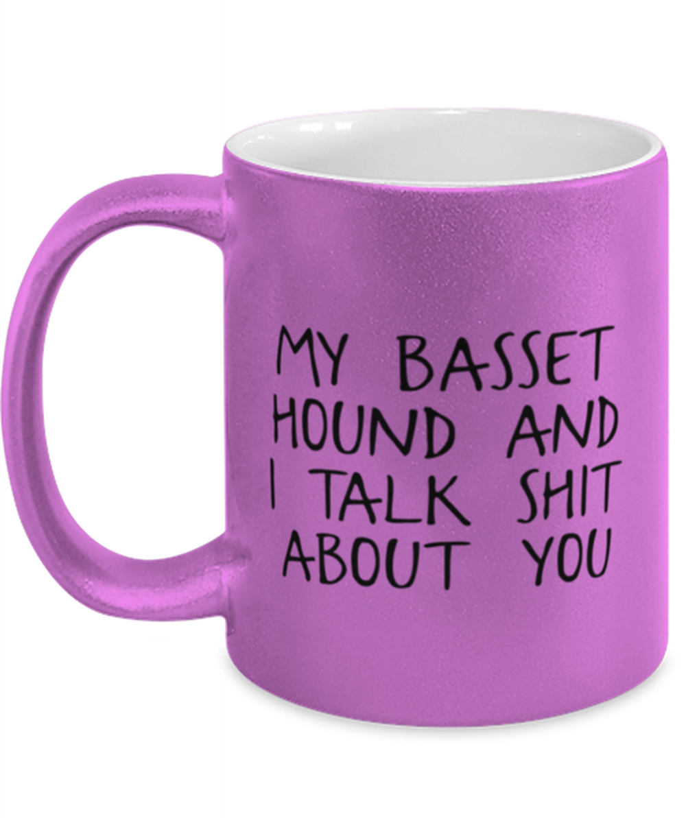 Basset Hound Pink Metallic Coffee Mug Unique Birthday Cup Men Women