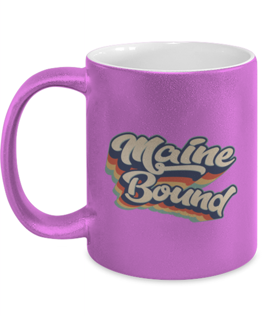 Moving to Maine Moving Away Retro 70s 1970 Pink Metallic Coffee Mug Unique Birthday Cup Men Women