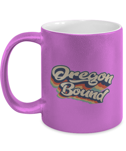 Moving to Oregon Retro 70s Pink Metallic Coffee Mug Unique Birthday Cup Men Women