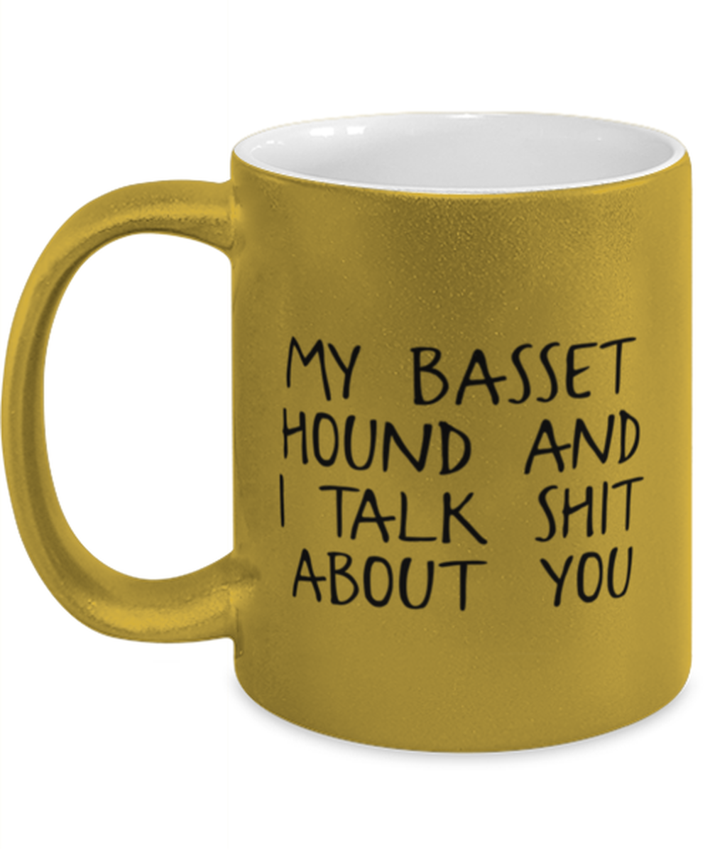 Basset Hound Gold Metallic Coffee Mug Unique Birthday Cup Men Women