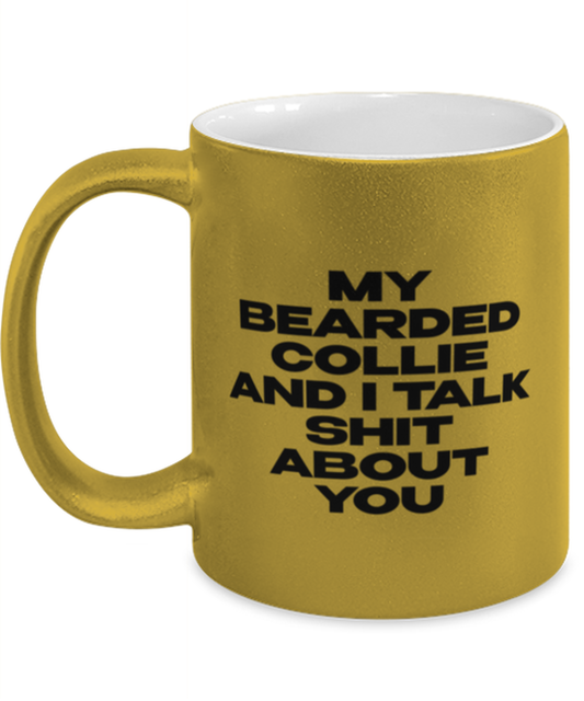 Bearded Collie Gold Metallic Coffee Mug Unique Birthday Cup Men Women