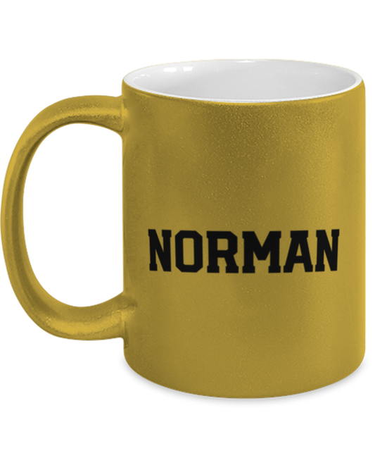 Norman Oklahoma Moving Away Gold Metallic Coffee Mug Unique Birthday Cup Men Women