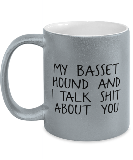 Basset Hound Silver Metallic Coffee Mug Unique Birthday Cup Men Women