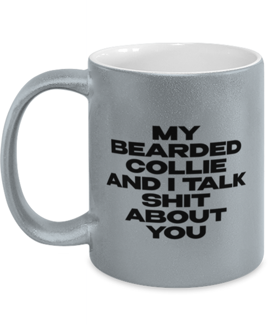 Bearded Collie Silver Metallic Coffee Mug Unique Birthday Cup Men Women