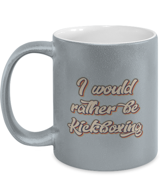 Kickboxing Kickboxer Kick Boxing Lover 70s Retro Silver Metallic Coffee Mug Unique Birthday Cup Men Women