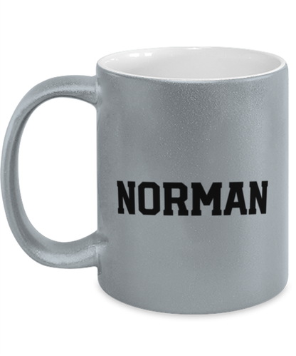 Norman Oklahoma Moving Away Silver Metallic Coffee Mug Unique Birthday Cup Men Women