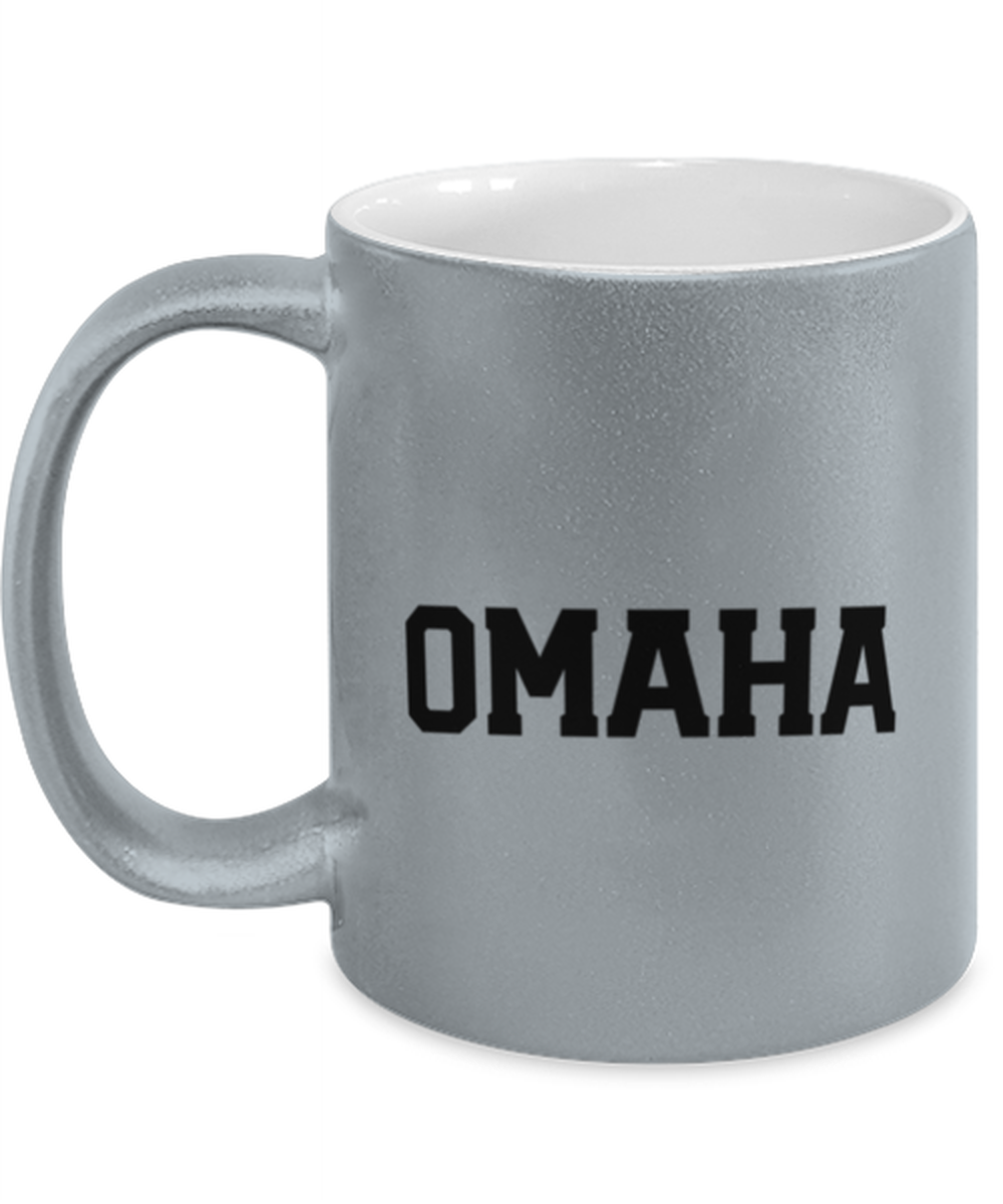 Omaha Nebraska Moving Away Silver Metallic Coffee Mug Unique Birthday Cup Men Women