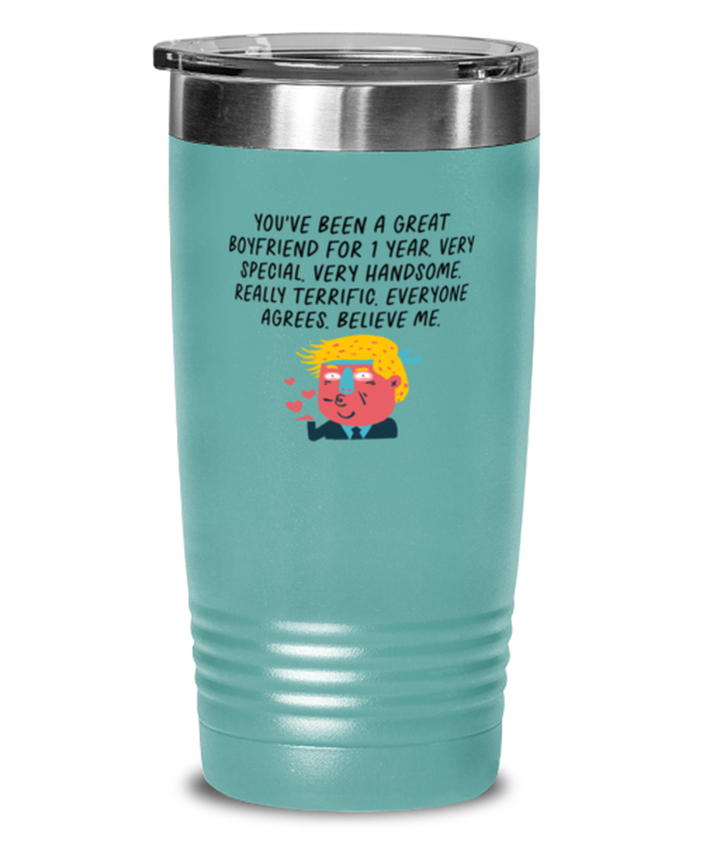 1st Anniversary 1 Year Dating Together Boyfriend Him Travel Coffee Mug Unique Reusable Tumbler Cup Men Women