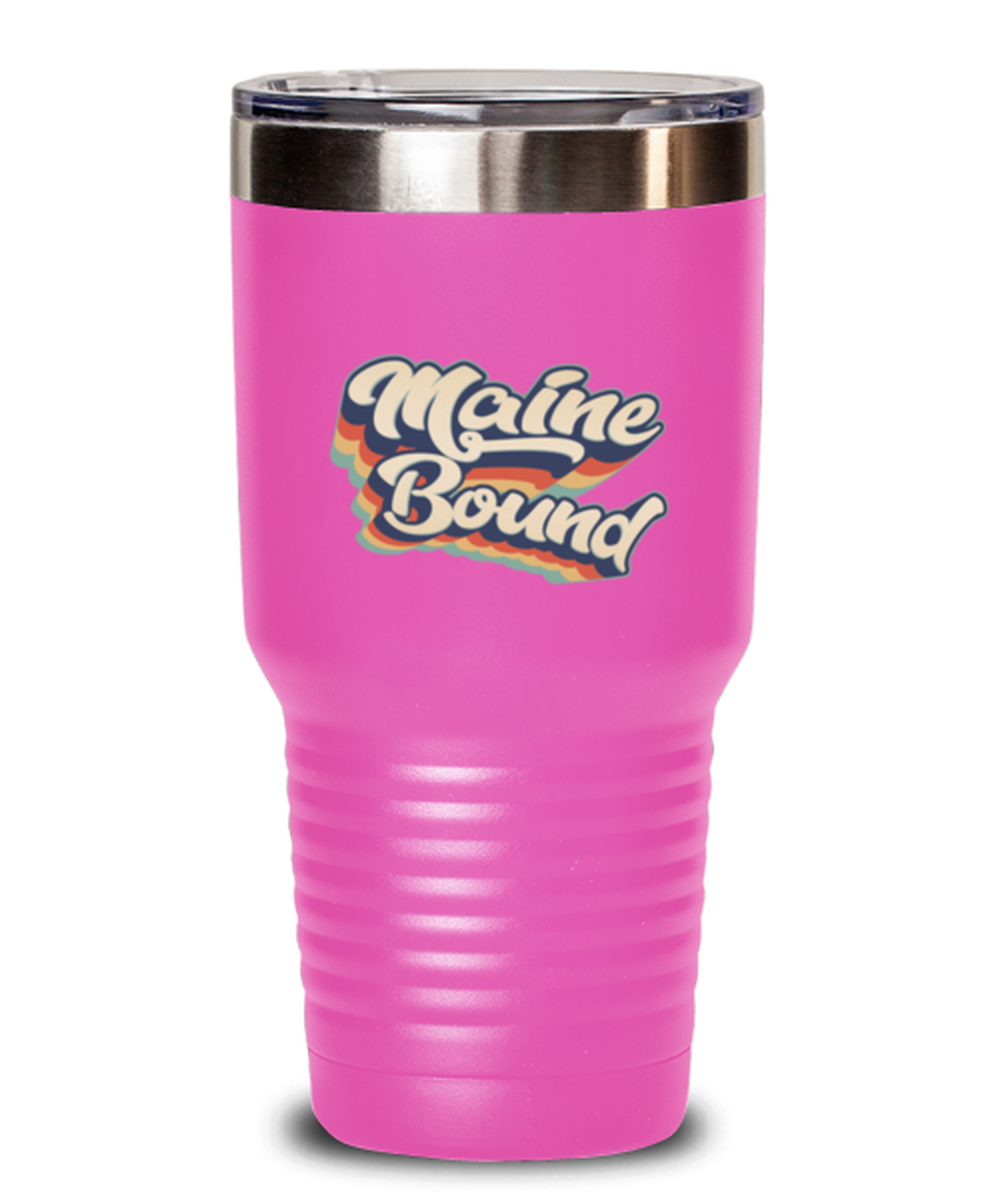 Moving to Maine Moving Away Retro 70s 1970 Travel Coffee Mug Unique Reusable Tumbler Cup Men Women