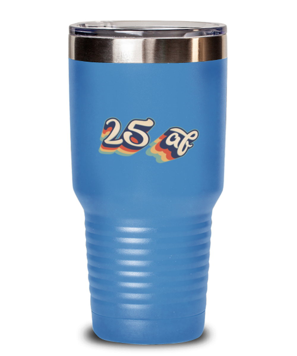 25th Birthday Retro 70s 25 Year Travel Coffee Mug Unique Reusable Tumbler Cup Men Women