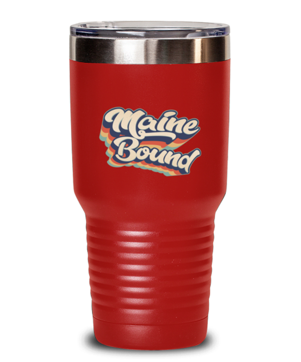 Moving to Maine Moving Away Retro 70s 1970 Travel Coffee Mug Unique Reusable Tumbler Cup Men Women