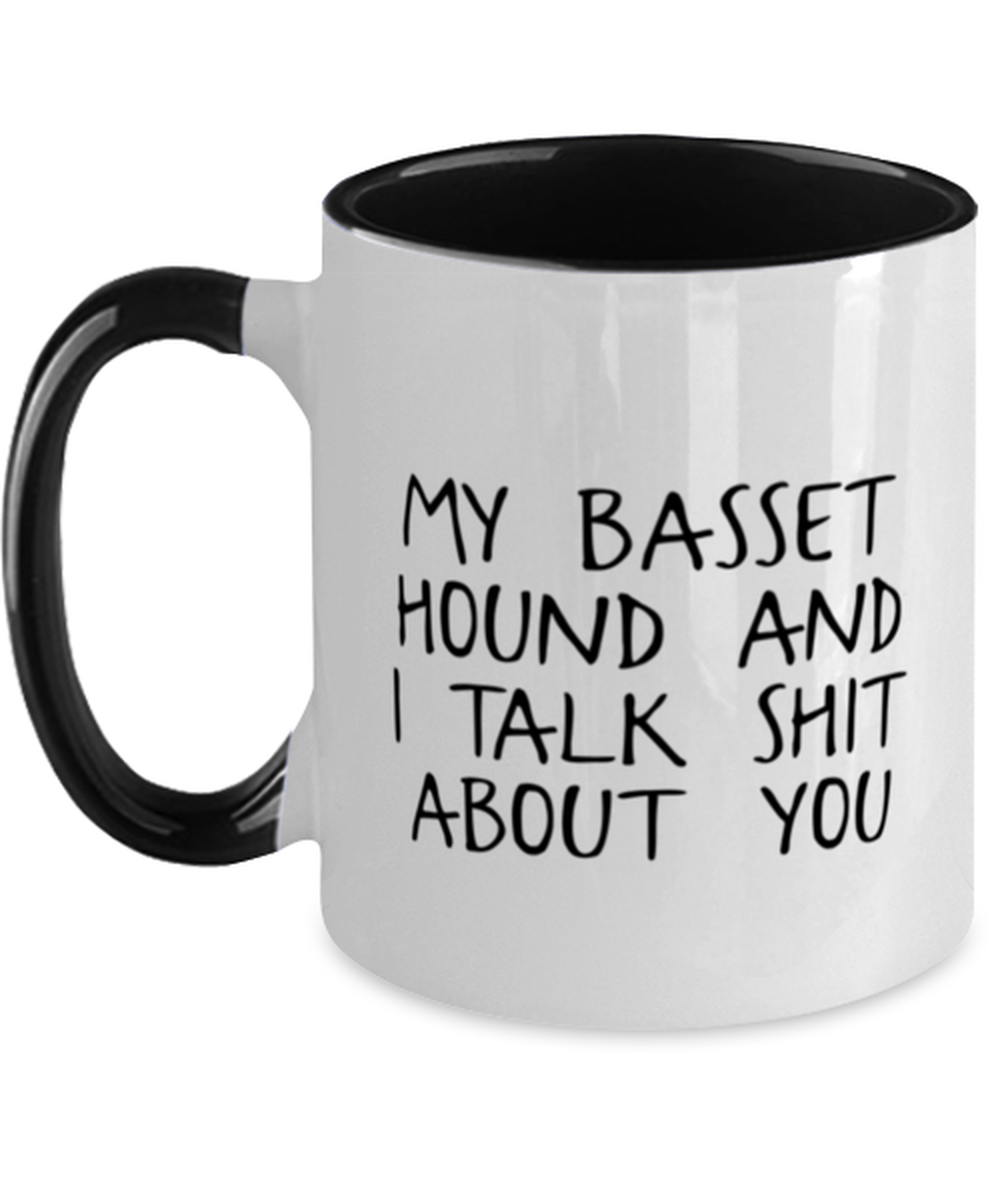 Basset Hound Black Handle Coffee Mug Unique Reusable Cup Men Women