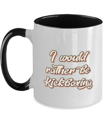 Kickboxing Kickboxer Kick Boxing Lover 70s Retro Black Handle Coffee Mug Unique Reusable Cup Men Women