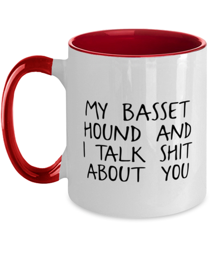 Basset Hound Red Handle Coffee Mug Unique Reusable Cup Men Women