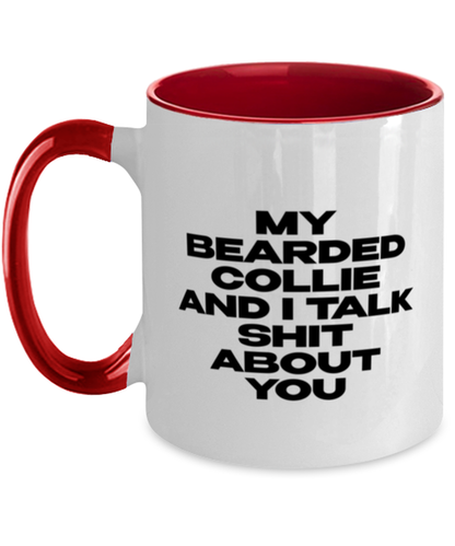 Bearded Collie Red Handle Coffee Mug Unique Reusable Cup Men Women