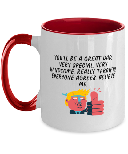 Expectant Father Expecting Dad New Fathers Day Red Handle Coffee Mug Unique Reusable Cup Men Women