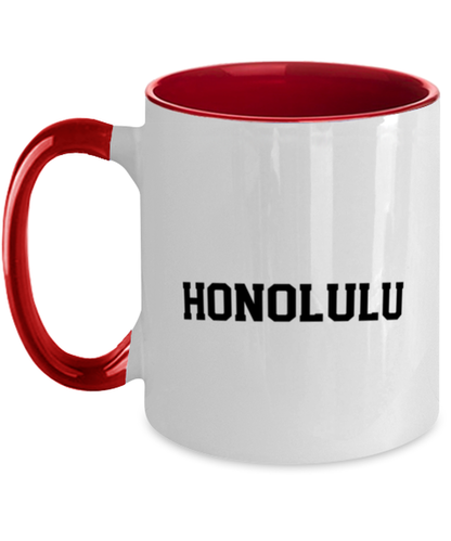 Honolulu Hawaii Moving Away Red Handle Coffee Mug Unique Reusable Cup Men Women