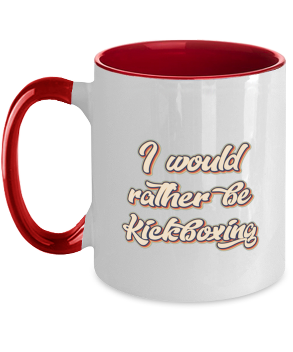 Kickboxing Kickboxer Kick Boxing Lover 70s Retro Red Handle Coffee Mug Unique Reusable Cup Men Women