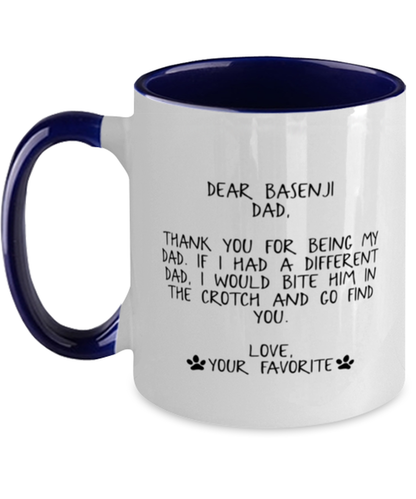 Basenji Dad Navy Handle Coffee Mug Unique Reusable Cup Men Women