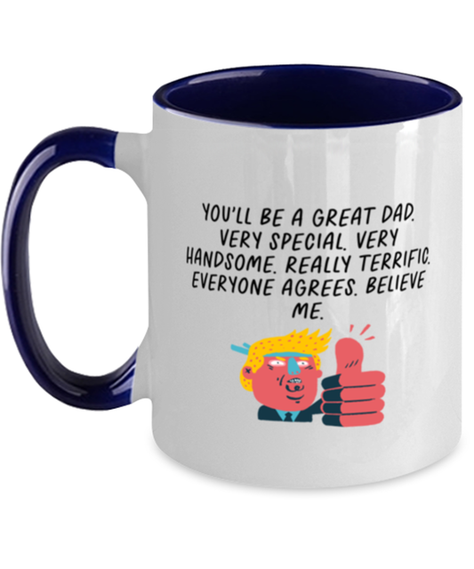 Expectant Father Expecting Dad New Fathers Day Navy Handle Coffee Mug Unique Reusable Cup Men Women