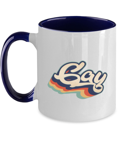 Gay Pride LGBT LGBTQ Lesbian Navy Handle Coffee Mug Unique Reusable Cup Men Women