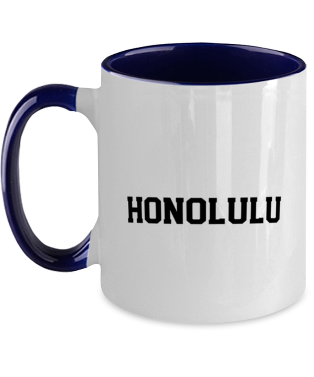 Honolulu Hawaii Moving Away Navy Handle Coffee Mug Unique Reusable Cup Men Women