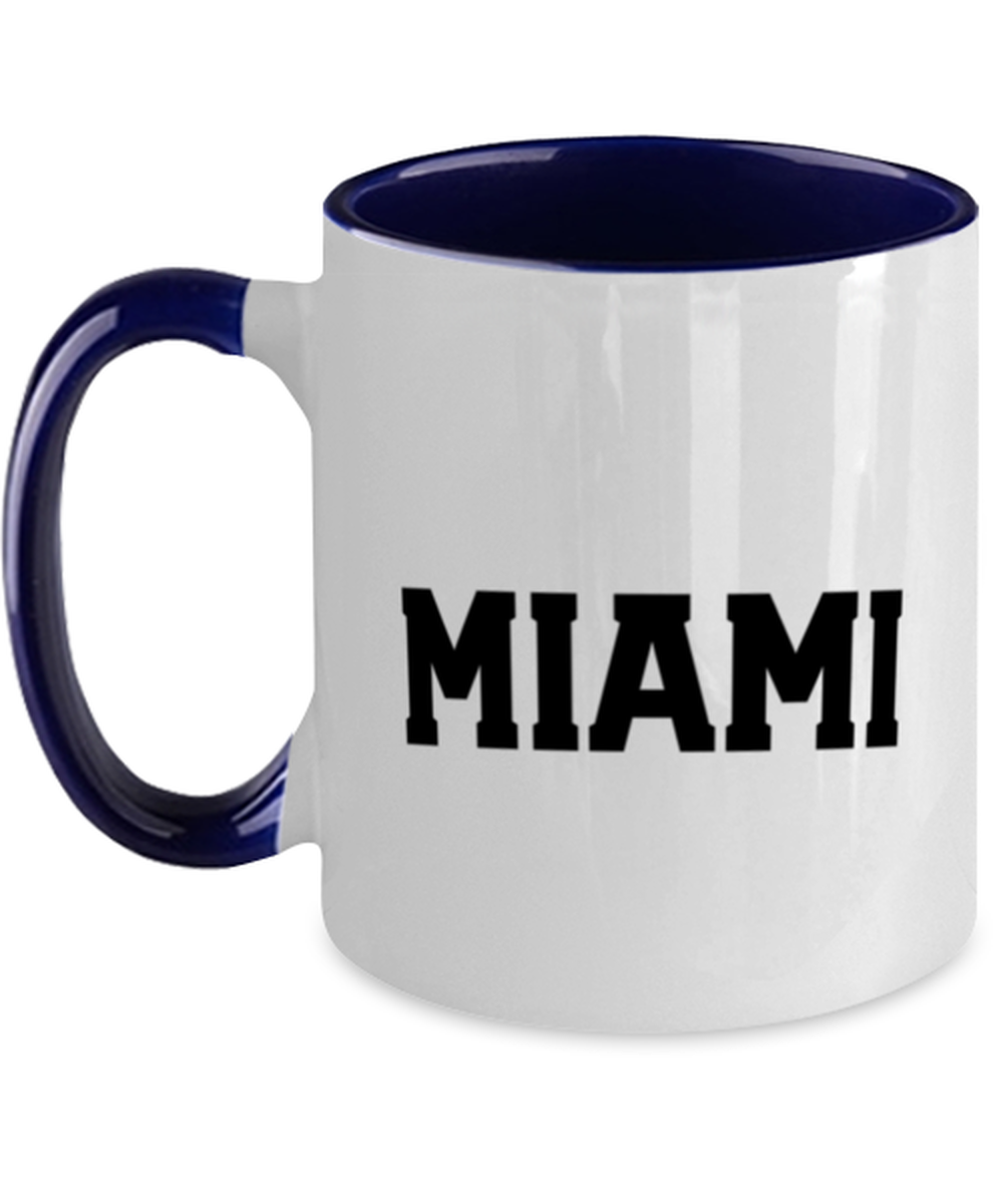 Miami Florida Moving Away Navy Handle Coffee Mug Unique Reusable Cup Men Women