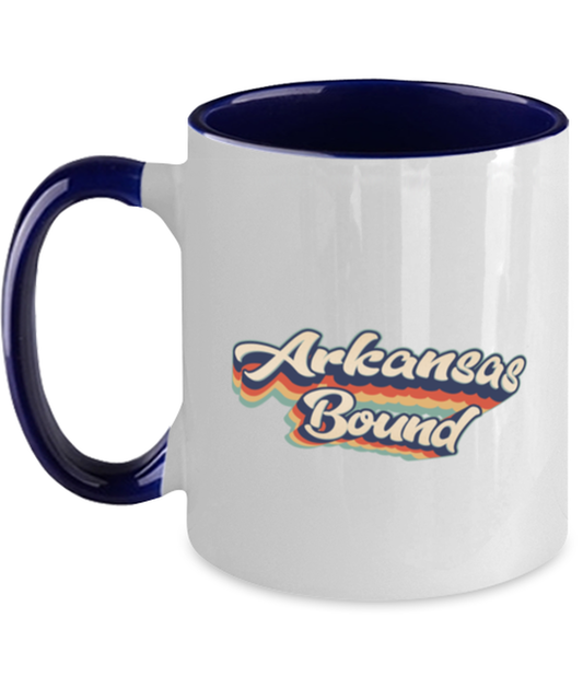 Moving to Arkansas Retro 70s Navy Handle Coffee Mug Unique Reusable Cup Men Women