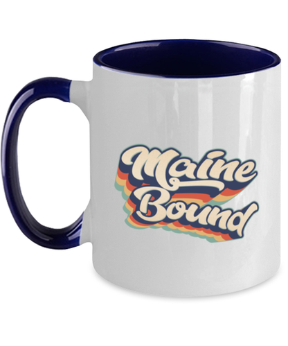 Moving to Maine Moving Away Retro 70s 1970 Navy Handle Coffee Mug Unique Reusable Cup Men Women