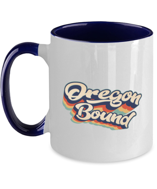 Moving to Oregon Retro 70s Navy Handle Coffee Mug Unique Reusable Cup Men Women