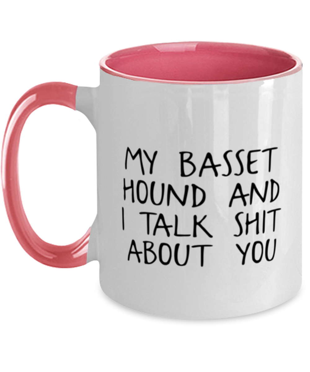 Basset Hound Pink Handle Coffee Mug Unique Reusable Cup Men Women