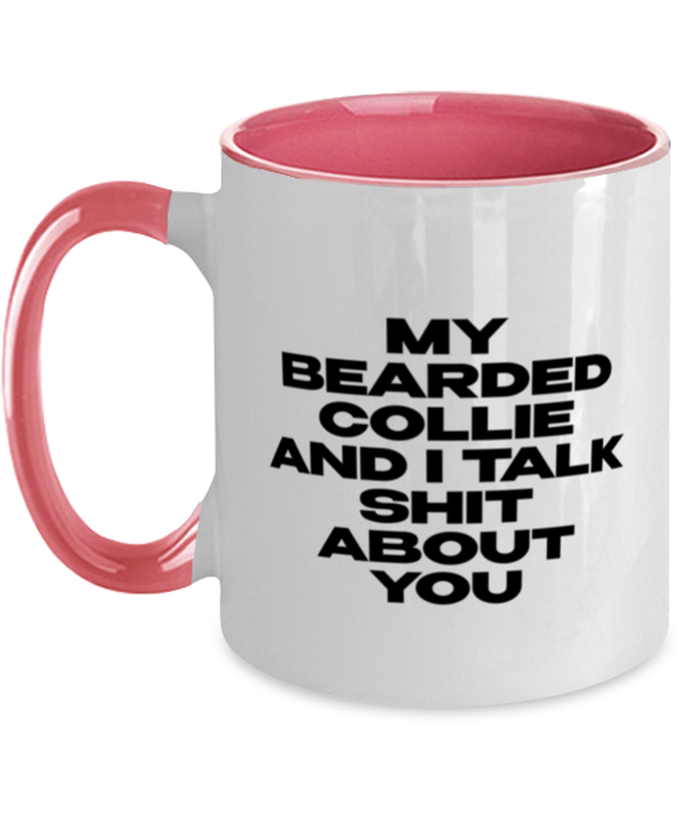 Bearded Collie Pink Handle Coffee Mug Unique Reusable Cup Men Women