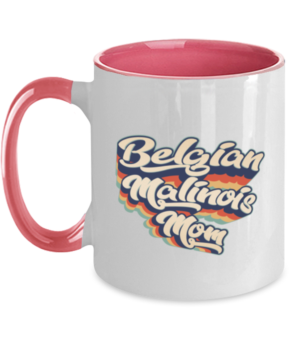 Belgian Malinois Mom Mama Dog Mother Pink Handle Coffee Mug Unique Reusable Cup Men Women