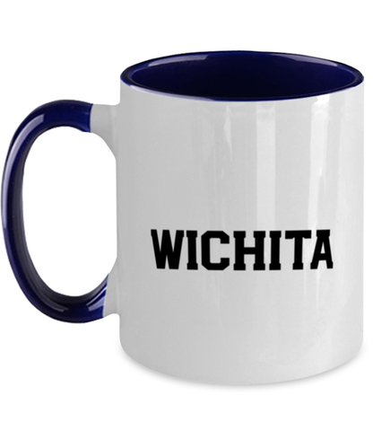 Wichita Kansas Moving Away Navy Handle Coffee Mug Unique Reusable Cup Men Women