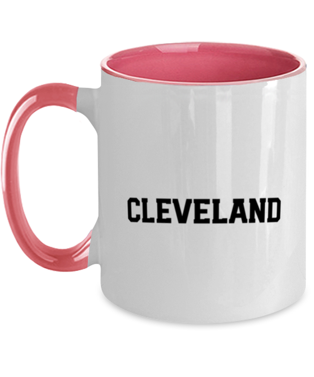 Cleveland Ohio Moving Away Pink Handle Coffee Mug Unique Reusable Cup Men Women