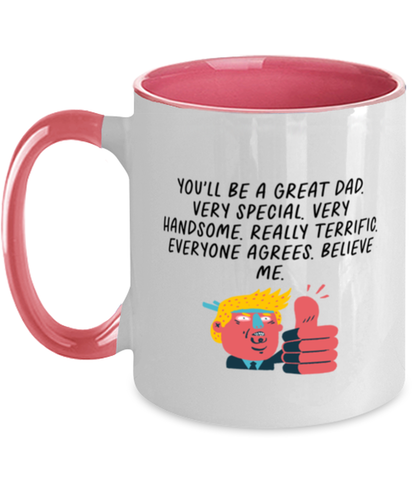 Expectant Father Expecting Dad New Fathers Day Pink Handle Coffee Mug Unique Reusable Cup Men Women