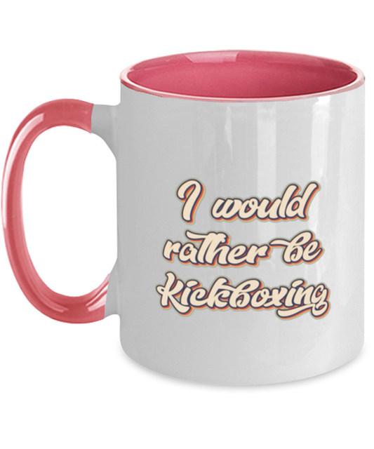 Kickboxing Kickboxer Kick Boxing Lover 70s Retro Pink Handle Coffee Mug Unique Reusable Cup Men Women