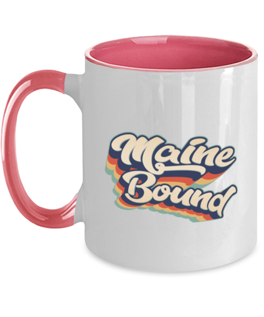 Moving to Maine Moving Away Retro 70s 1970 Pink Handle Coffee Mug Unique Reusable Cup Men Women