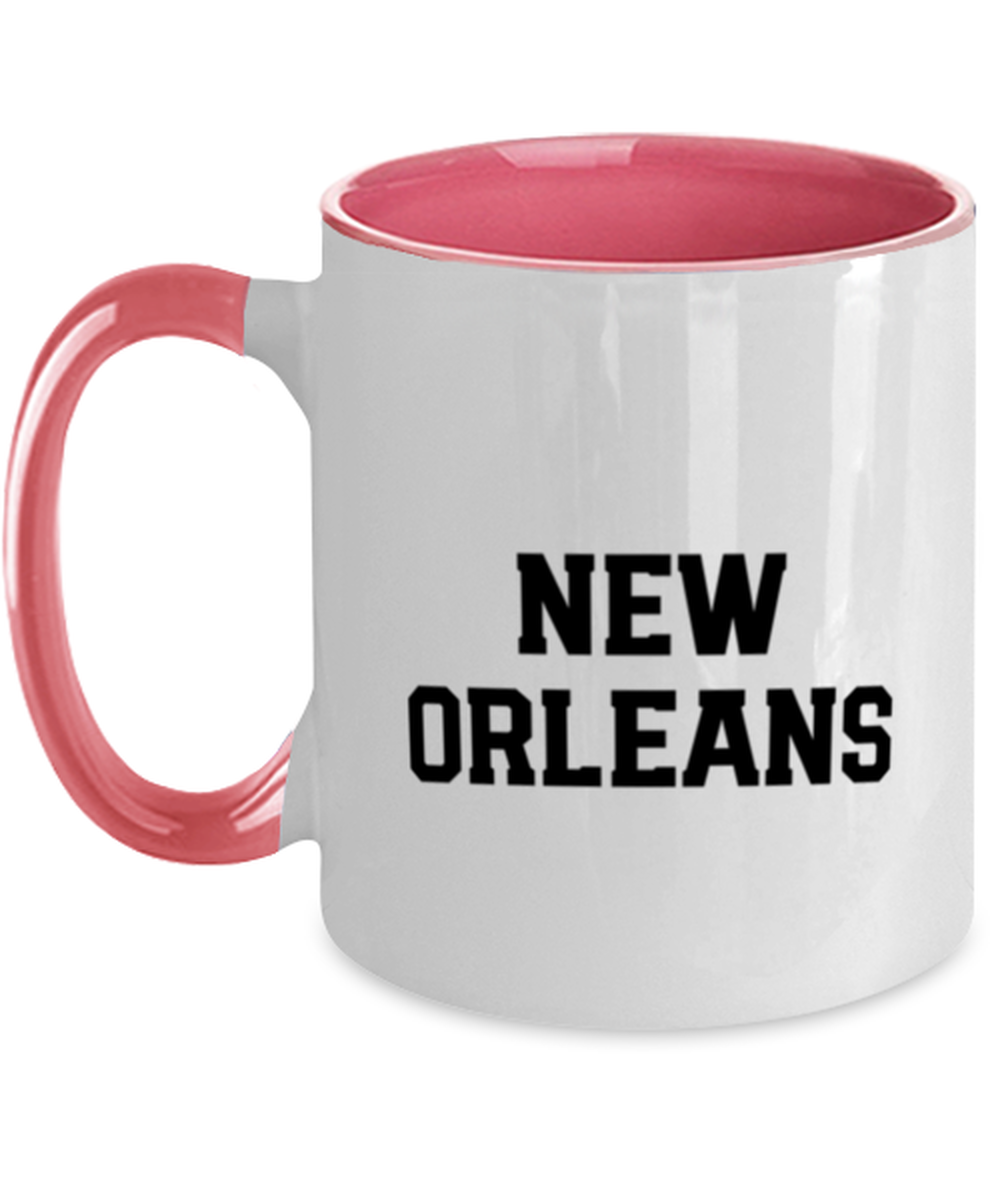 New Orleans Louisiana Moving Away Pink Handle Coffee Mug Unique Reusable Cup Men Women