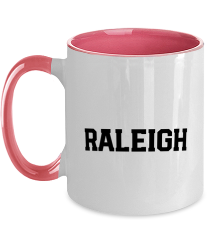 Raleigh North Carolina NC Moving Away Pink Handle Coffee Mug Unique Reusable Cup Men Women