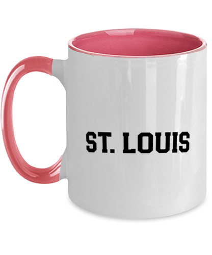 St. Louis Missouri Moving Away Pink Handle Coffee Mug Unique Reusable Cup Men Women