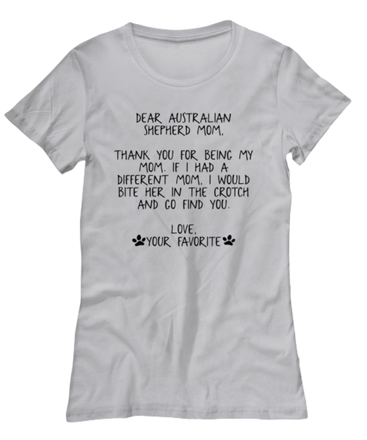 Australian Shepherd Mom Womens T Shirt Unique Woman Tshirt Cute Tee