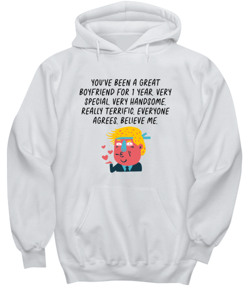 1st Anniversary 1 Year Dating Together Boyfriend Him Hoodie Shirt Unique Cute Hooded Tshirt Sweatshirt