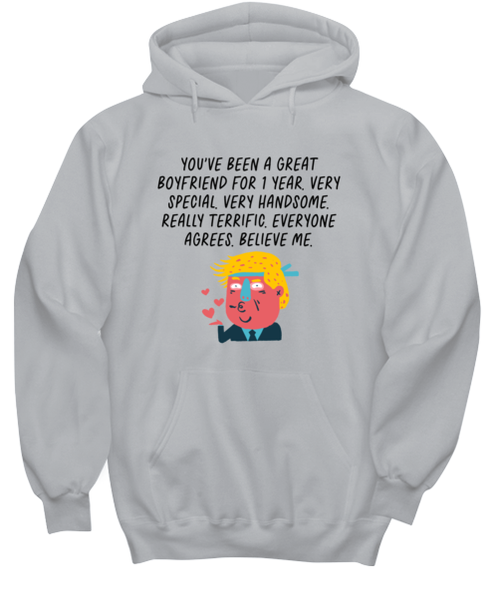 1st Anniversary 1 Year Dating Together Boyfriend Him Hoodie Shirt Unique Cute Hooded Tshirt Sweatshirt